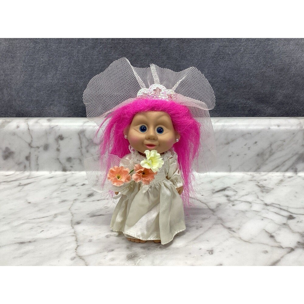 Vintage Russ Troll Dolls Figures Bride 8" 1990's